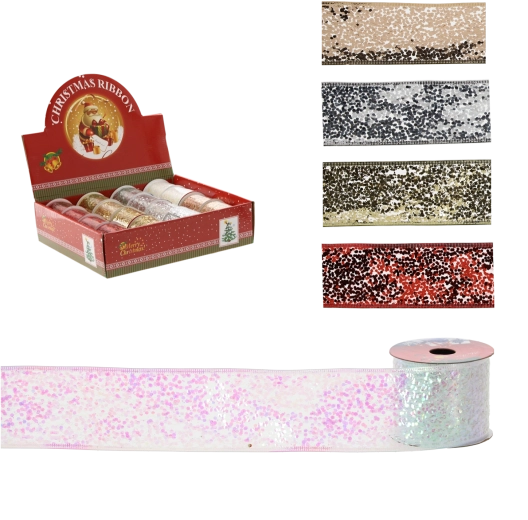 Kerstdecoratieve lint 6,3 × 270 cm – mix kleuren
