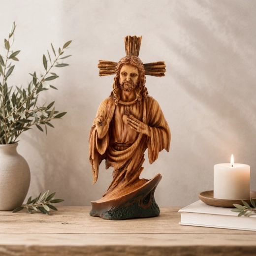 Beeldje van het Heilig Hart van Jezus van polyresin 36 cm