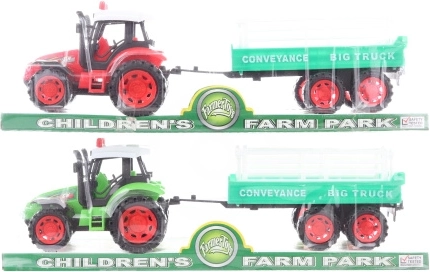 Kunststof tractor met vliegwiel en aanhanger 32 cm