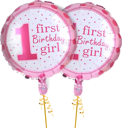 Ballonnen voor 1e verjaardag van een meisje – set van 5 stuks met sterretjes