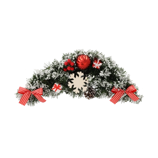 Hangend kerstarrangement 46 cm in wit‑rode kleur