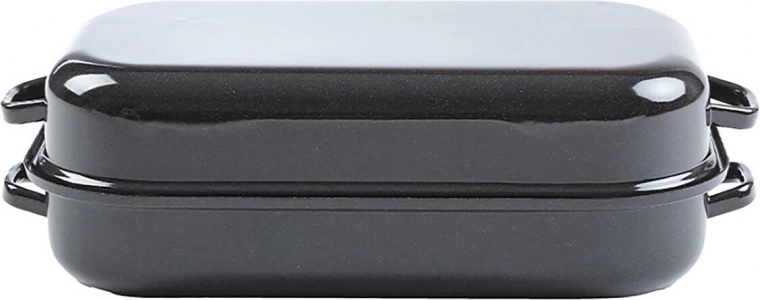 Geglazuurde tweedelige braadslede 25 × 17 cm met deksel