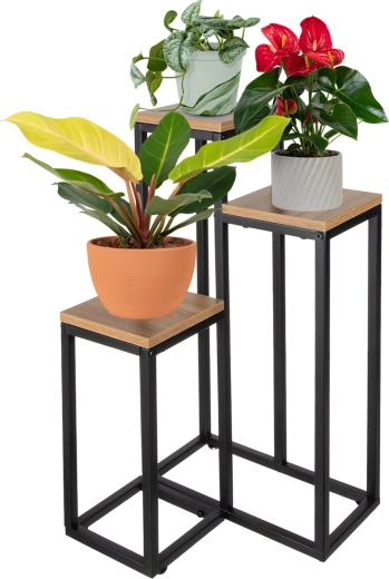 Ruhhy bloemenstandaard in industriële stijl 67 cm, 3 niveaus