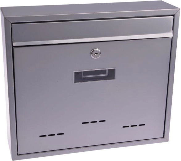 Brievenbus RADIM met achterinworp, grijs, 360 × 310 × 90 mm