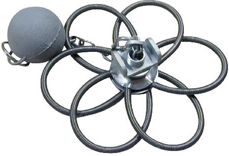 Schoorsteenrozet met 6 veren en gewicht, rvs, 130–230 mm