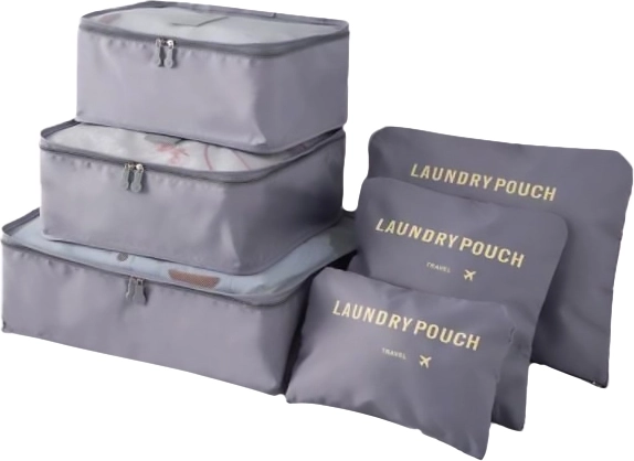 Set reisorganizers voor koffer en kledingkast (6 stuks) – zwart