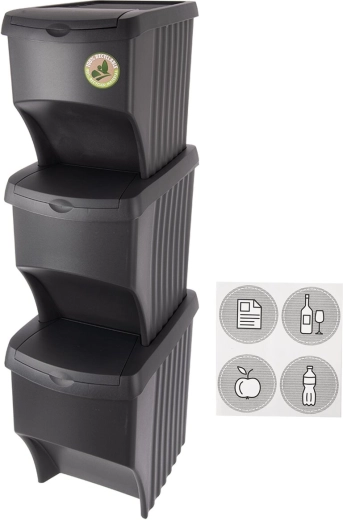 Afvalscheidingsbak UH 3×22 l zwart