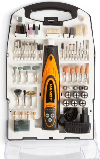 Accu-minislijper, boormachine en polijstmachine HANDY met set van 112 accessoires