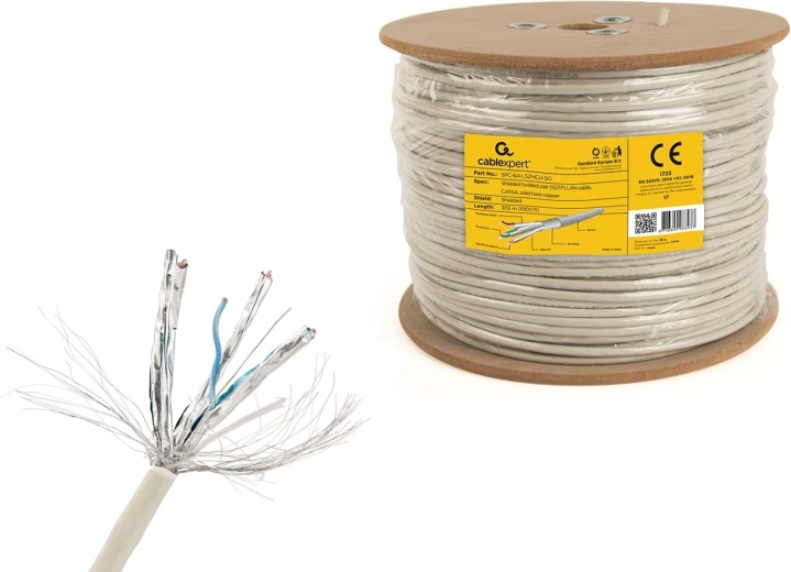 Cablexpert afgeschermde LAN-kabel S/FTP Cat 6A LSZH 305 m (massieve ader)