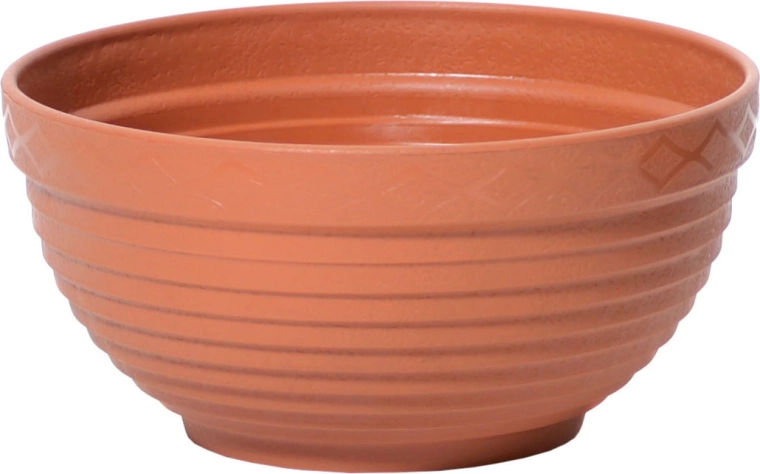 Plastic bloemenschaal 17 cm terracotta