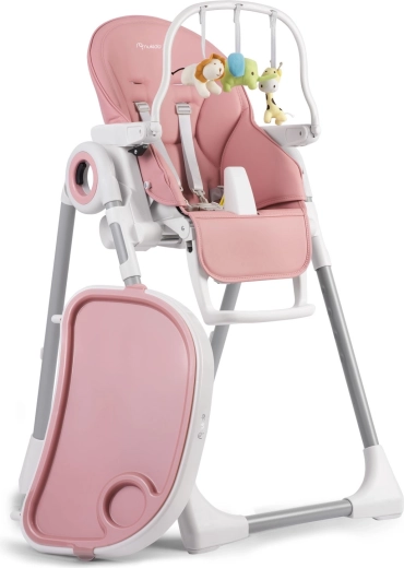 Nukido Belo multifunctionele kinderstoel met tafeltje en speelgoedboog, roze