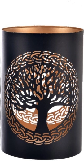 Metalen kandelaar TREE zwart-goud 18 cm