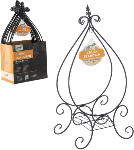 Metalen plantenstandaard, 49 × 34 × 101,5 cm, zwart