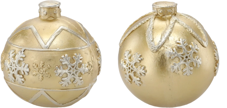 Gouden kerstbal met sneeuwvlokken 21,5 cm