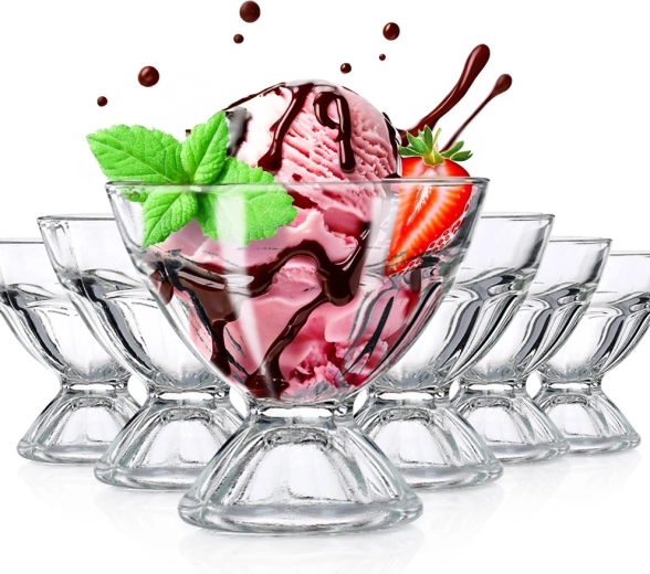 Glazen ijscoupeglazen 100 ml, set van 6 stuks