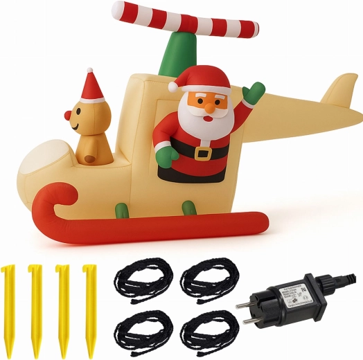 Opblaasbare Kerstman in slee met LED, 160 cm
