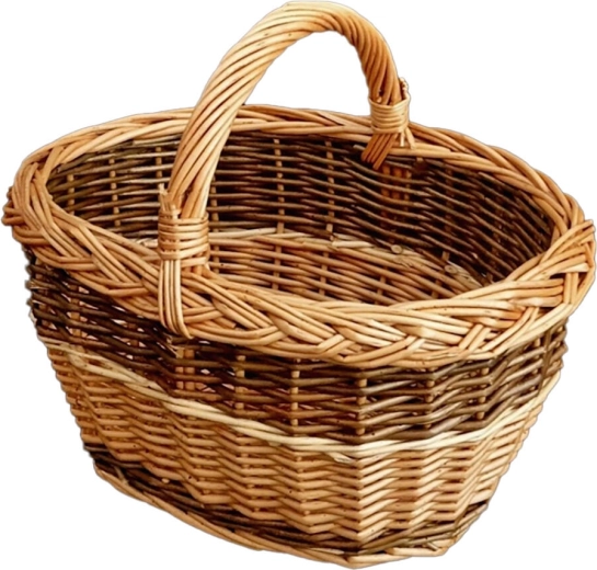 Kinder ovale rieten mand voor paddenstoelen 30 × 20 × 25 cm, gelakt