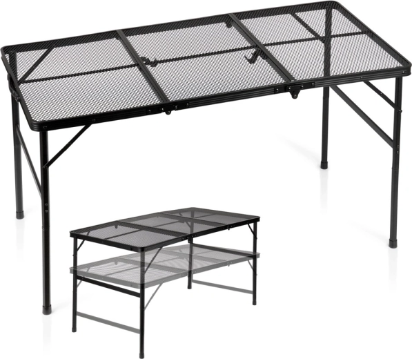 Opvouwbare campingtafel Vilde 2-in-1, verstelbare hoogte, zwart 120 × 60 cm