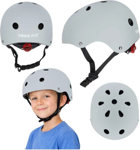 Kinderfietshelm met LED, verstelbaar, maat M (55–58 cm), donkergrijs