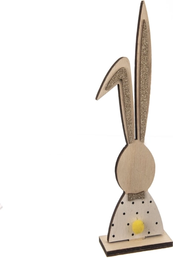 Houten decoratie konijn wit-bruin 26 cm