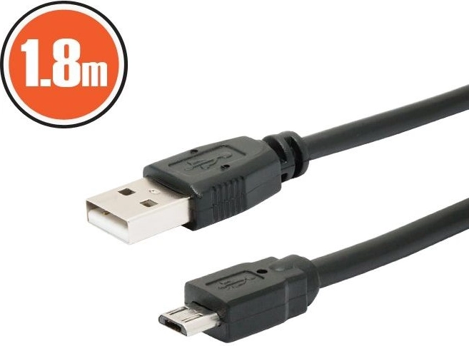 USB 2.0-kabel USB-A naar micro USB-B, 1,8 m, zwart