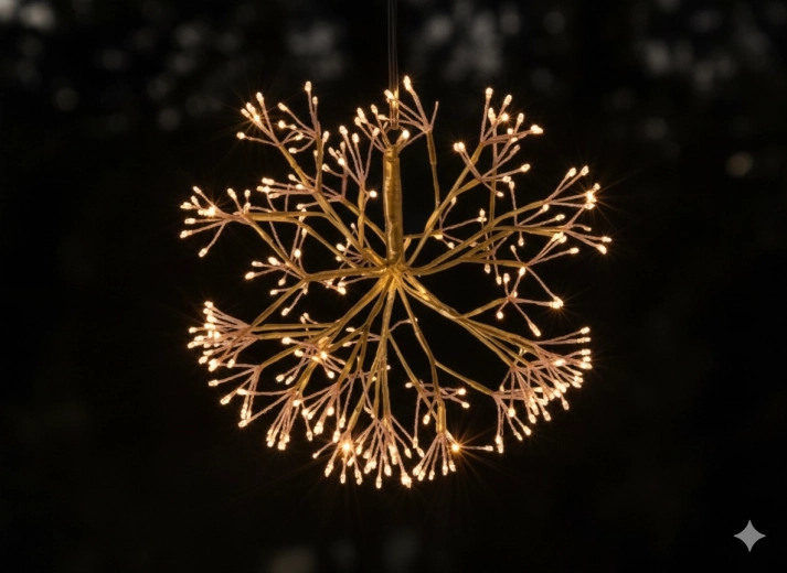 kerst hangornament maretak goud 40 cm met 288 micro-leds, warm wit met koude flits, voor binnen en buiten