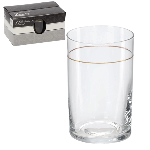 Set glazen met gouden rand, 6 stuks