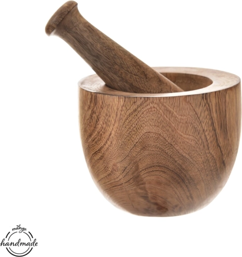 Houten vijzel met stamper Mango