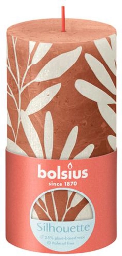 Rustieke kaars koraal en salie 130 × 68 mm