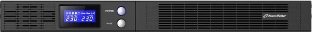 UPS PowerWalker line-interactive 500 VA 1U voor 19" rack met LCD en USB HID/RS‑232, 4× IEC