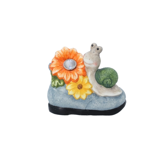 Tuinversiering slak met bloem en LED-licht