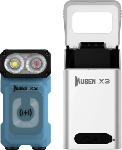 Wuben X3 Blue zaklamp 700 lm met aluminium oplaadbox, blauw