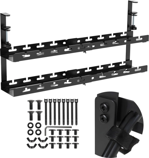 Tweeledig onderbureau kabelorganizer met klemmen MACEAN MC-102