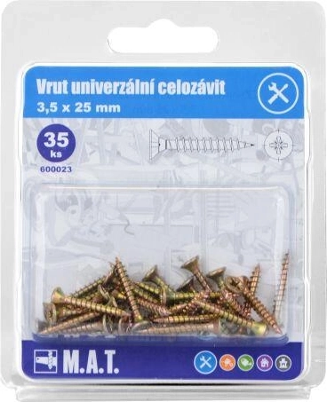 Universele schroeven met volle draad 3,5 × 25 mm, verzinkt (35 st.)