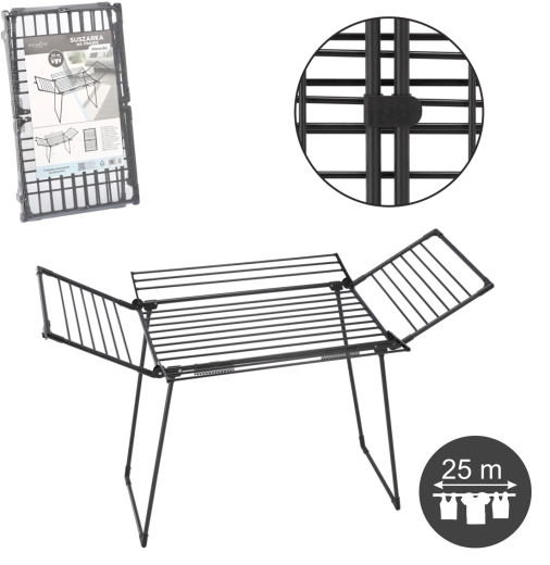 Opvouwbaar droogrek met zijvleugels en sokkenhouders Waneska