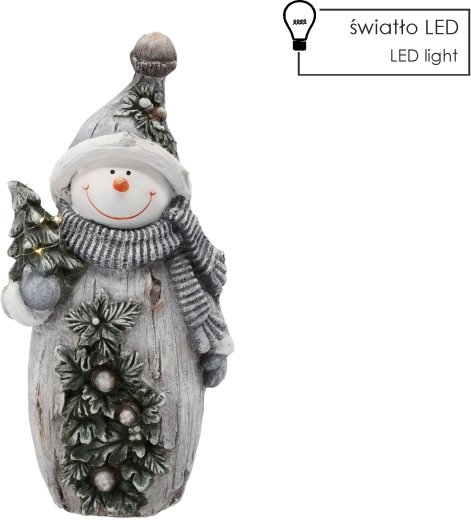 Kerstfiguur sneeuwman met boompje met LED-verlichting 44 cm