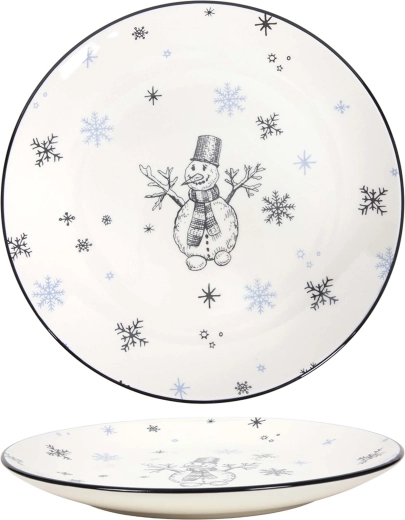 Bord sneeuwman blauw en zwart 26,5 cm