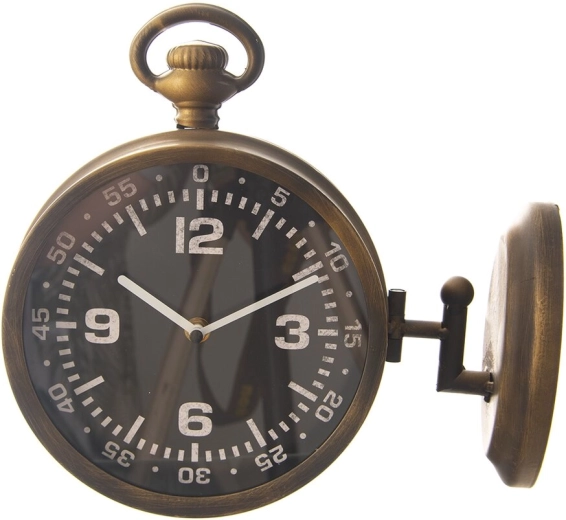 Metalen wandklok met gouden decor 25 cm