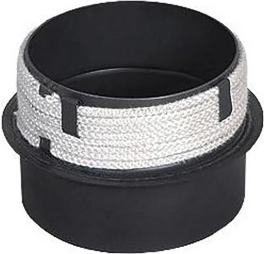Aansluiting op schoorsteen 200/200 mm met afdichtkoord, lengte 160 mm, dikte 1,5 mm, zwart
