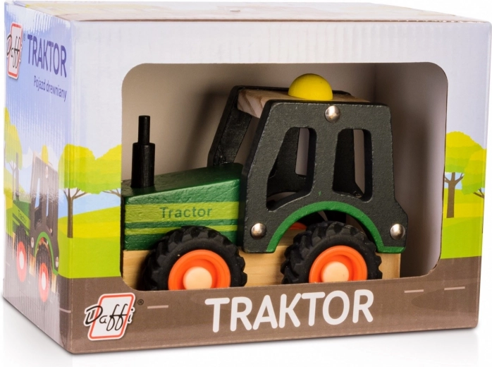 Houten tractor met rubberbanden