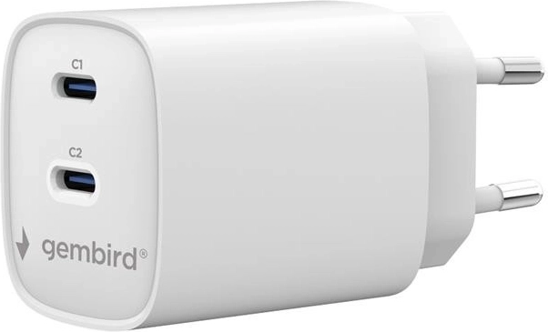 Gembird universele oplader 2× USB‑C PD 45 W wit
