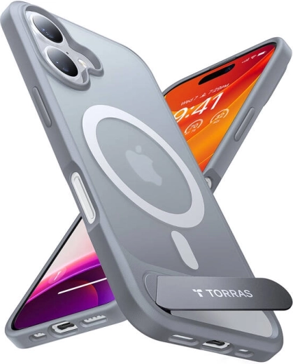 Torras Pstand hoesje voor iPhone 16 Plus titaniumgrijs