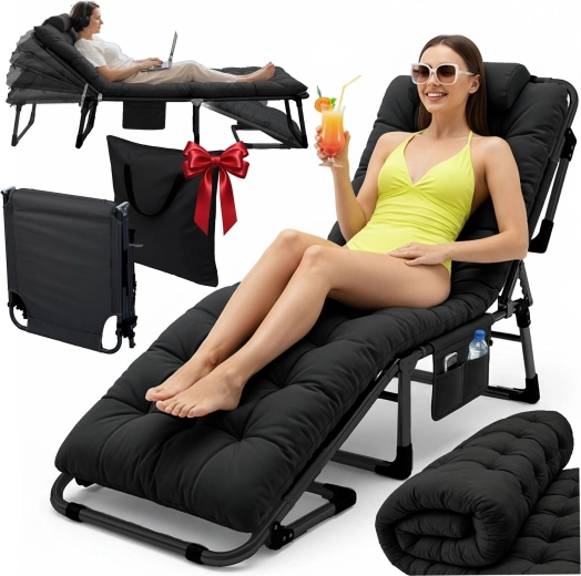 Opvouwbaar toeristenbed en tuinstoel Sofotel ChillWell Dream – zwart