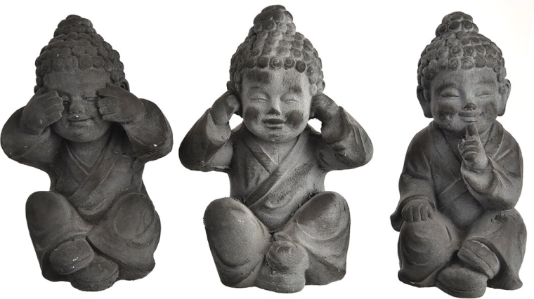 Decoratief Boeddhabeeldje – drie wijze apen