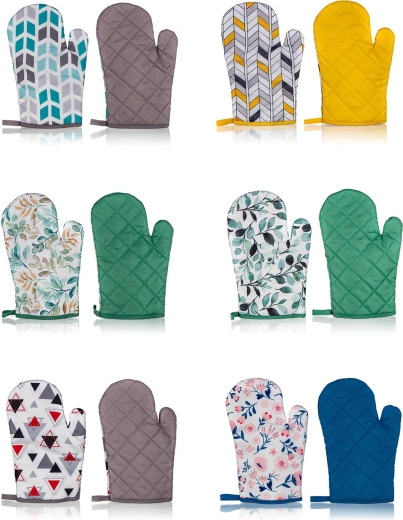 BASIC keukenovenwanten met lus, polyester, 27 × 17 cm, set van 2 stuks, mix van motieven