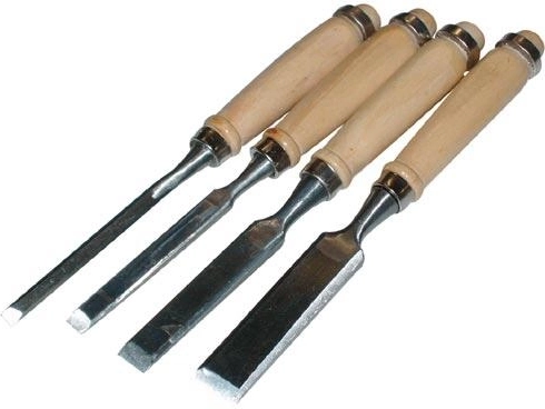 Beitelset 4 stuks met houten handgreep