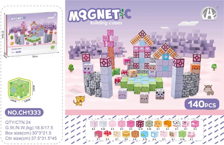 Magnetische 3D-blokjes voor kinderen 140 stuks