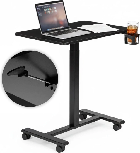 Mobiele in hoogte verstelbare laptoptafel ModernHome 70 × 48 cm, zwart