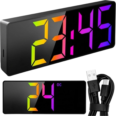Kleurrijke LED-wekker Izoxis met thermometer