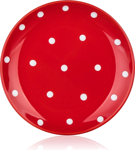 Keramisch dessertbord 18,6 cm rood met stippen